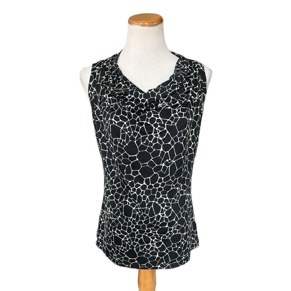 Womens Worthington Animal Print Sleeveless Drape Neckline Top - Sz M